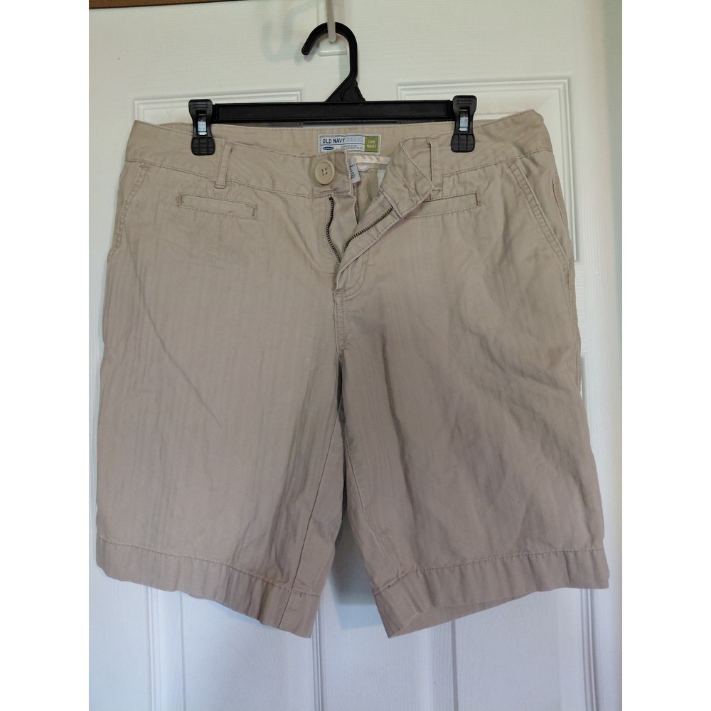 Old Navy Low Waist Chino Khaki Shorts Womens 12 Tan Casual Cotton Twill